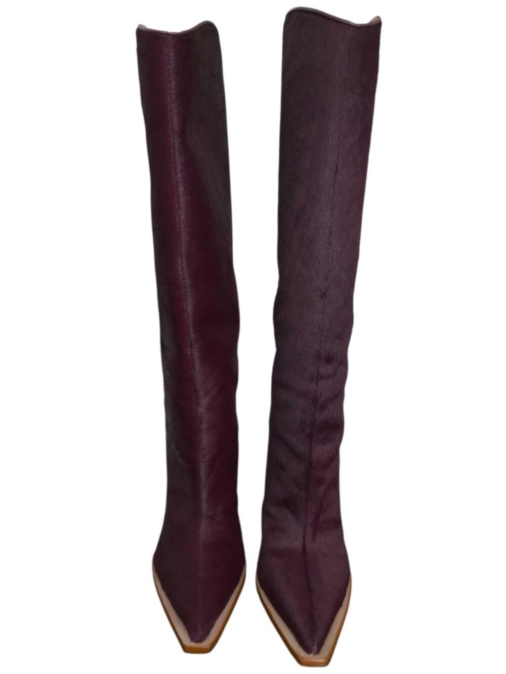 Schutz Maryana Boot Welt Wild Bloodstone Burgundy Calf Hair Western Size 9 - Picture 2 of 10